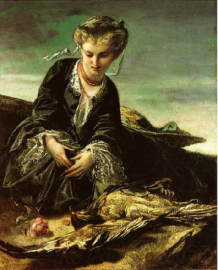 Anselm Feuerbach Das Madchen mit dem Vogel Spain oil painting art